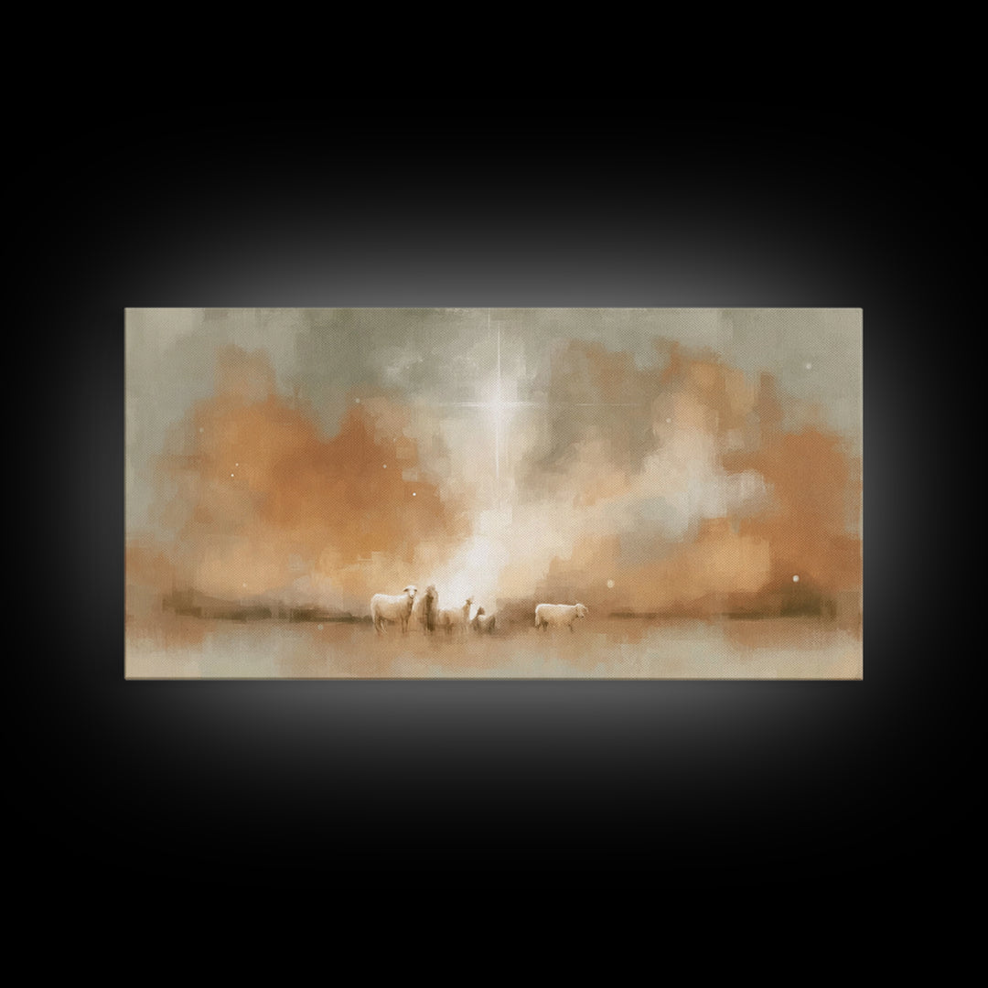 Heavenly Radiance, Framed Canvas Print, Christian Christmas Art, Christian Art Print, Christian Wall Art, Jesus Painting, Christian Art