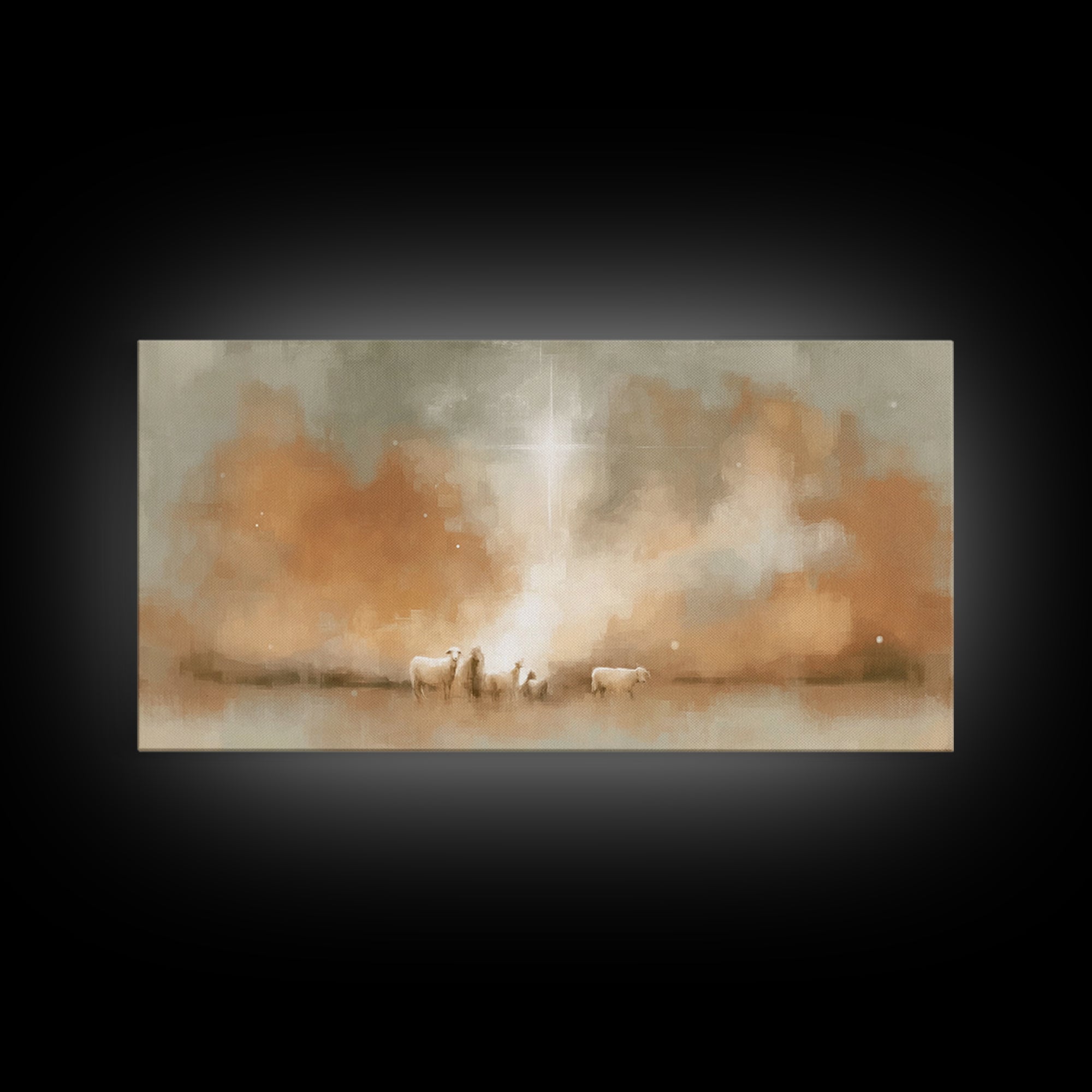Heavenly Radiance, Framed Canvas Print, Christian Christmas Art, Christian Art Print, Christian Wall Art, Jesus Painting, Christian Art