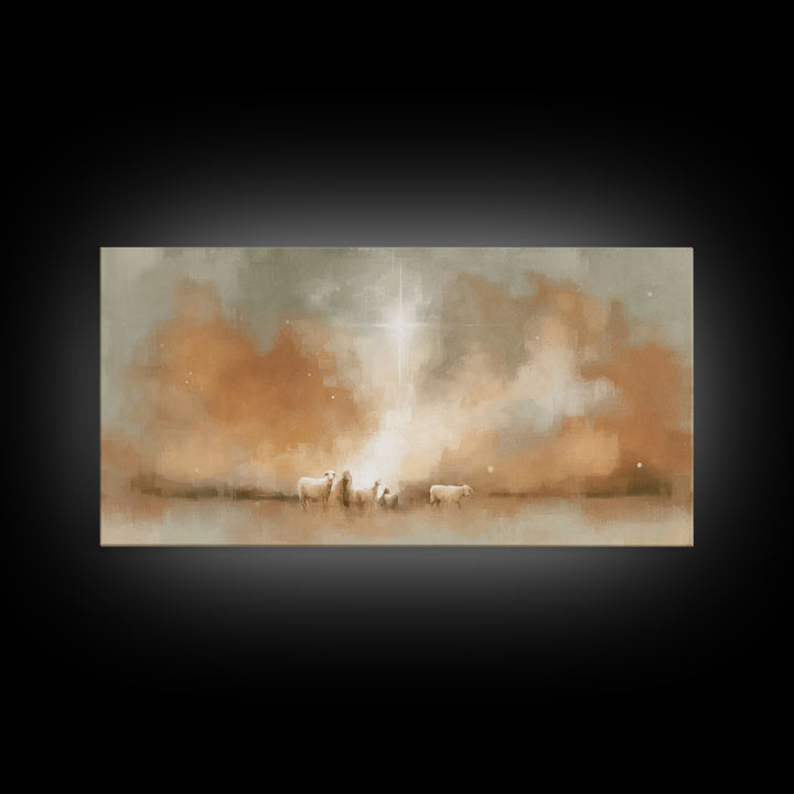 Heavenly Radiance, Framed Canvas Print, Christian Christmas Art, Christian Art Print, Christian Wall Art, Jesus Painting, Christian Art