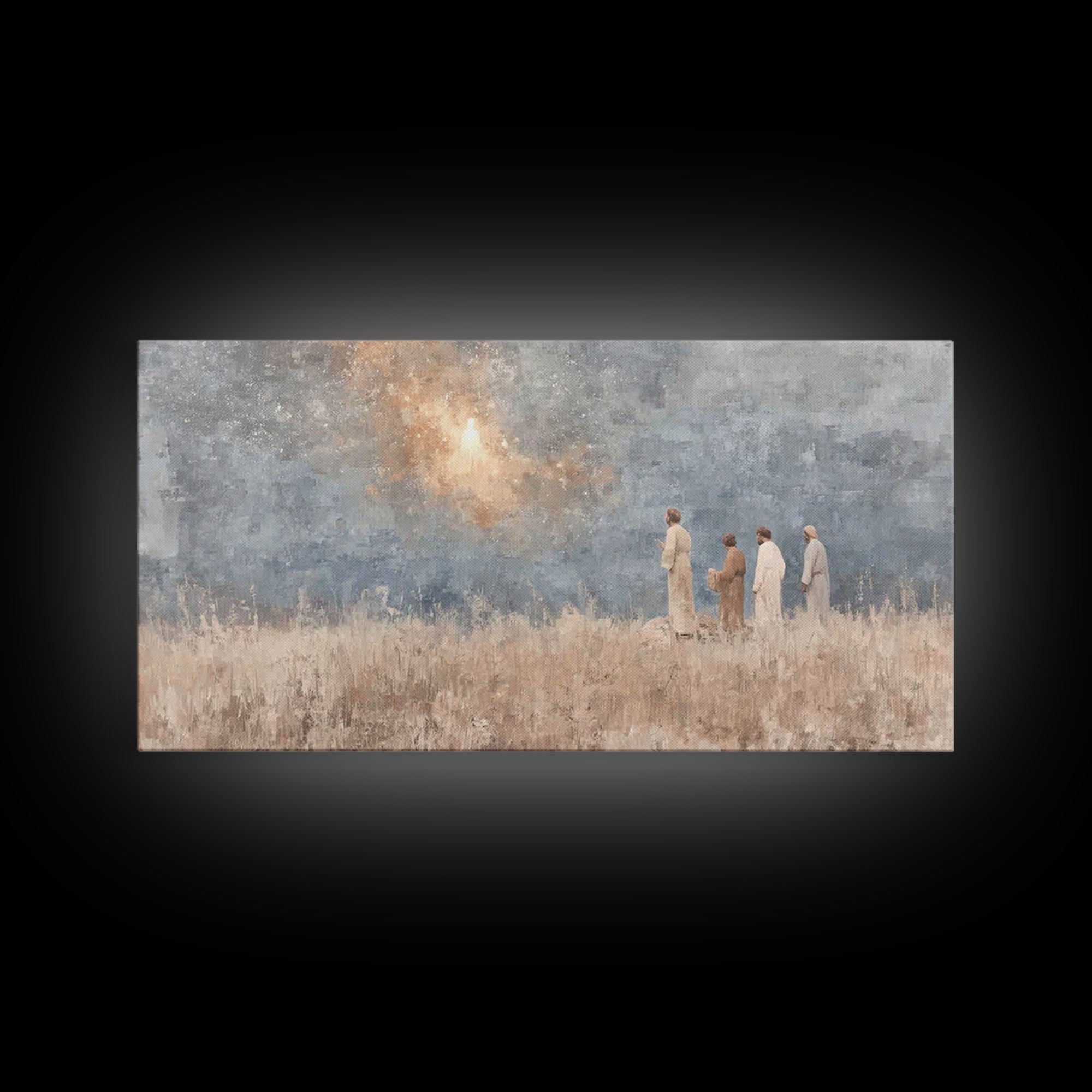 Glory In Clouds | Framed Canvas Print | Christian Art Canvas | Christmas Wall Art | Jesus Painting | Christian Christmas Art | Faith