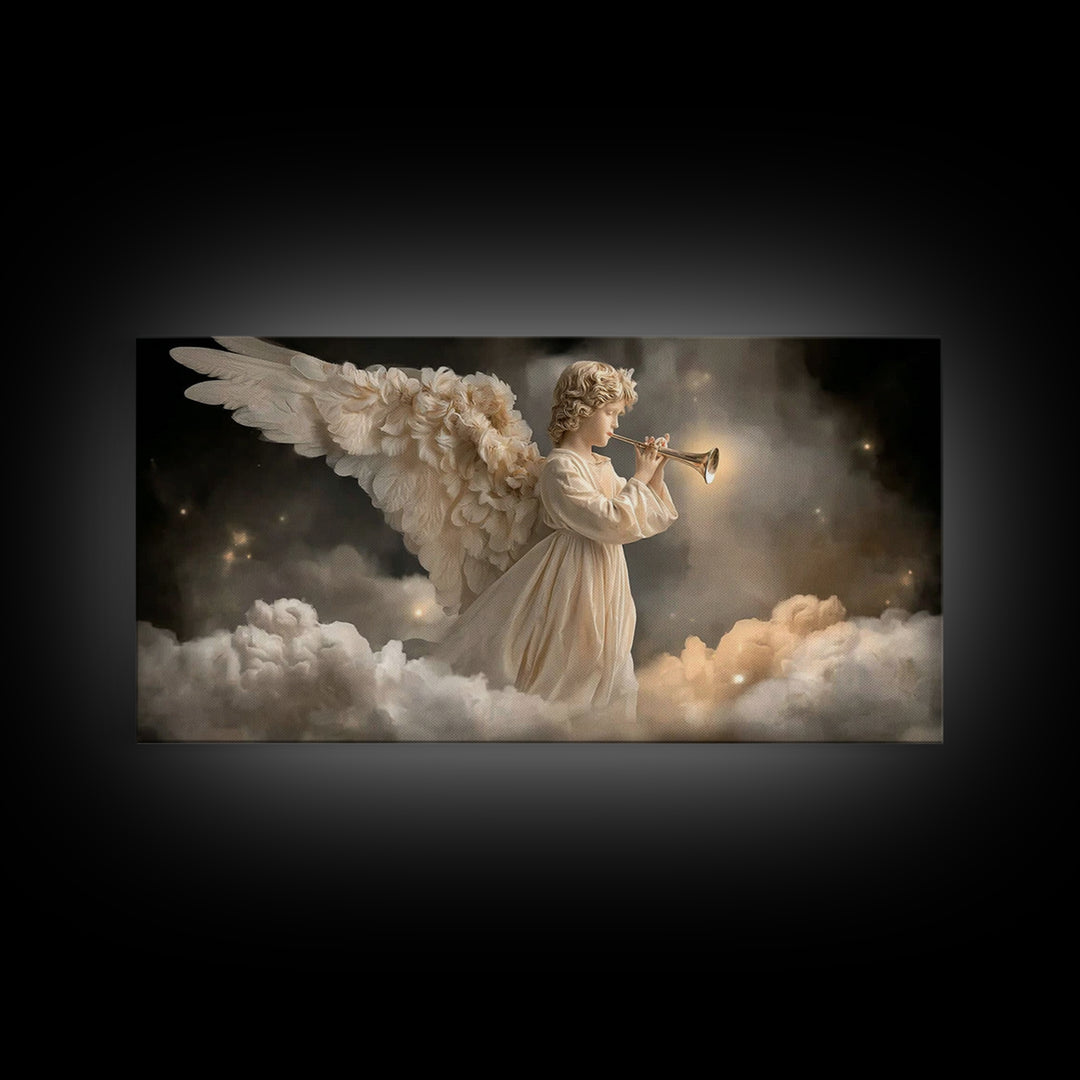 Heavenly Trumpet Call | Framed Canvas Print | Christian Wall Art | Christian Art Canvas | Christmas Art | Christian Christmas Art