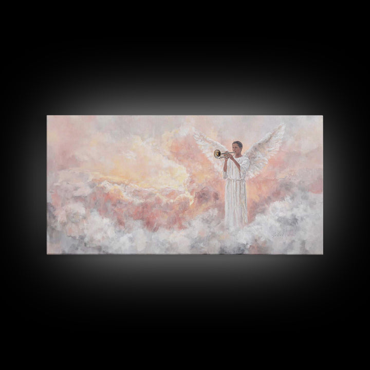 Angel In Sunrise - Framed Canvas Print - Christian Art Canvas - Christian Wall Art - Jesus Painting - Christian Christmas Art - Faith