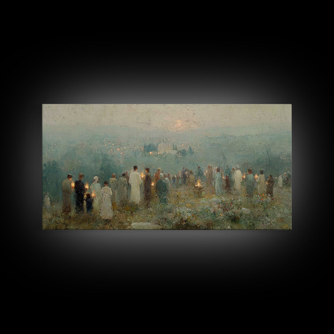 Twilight Lantern Vigil | Framed Canvas Print | Christian Christmas Art | Christian Art Canvas | Christian Wall Art | Christmas Art | Christ