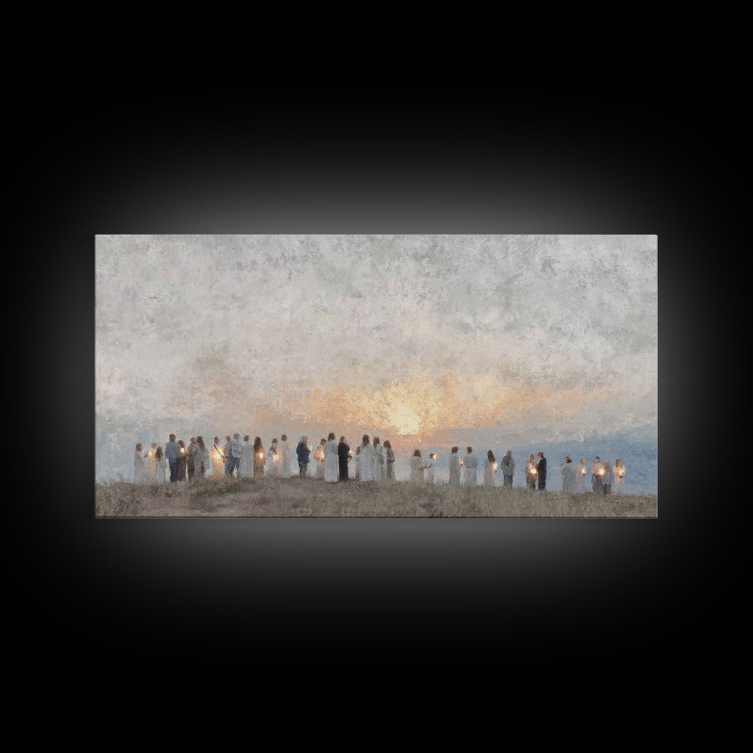Sunrise Pilgrims Of Hope – Framed Canvas Print – Christian Art Canvas – Christian Christmas Art – Christian Wall Art – Christmas Art – Chri
