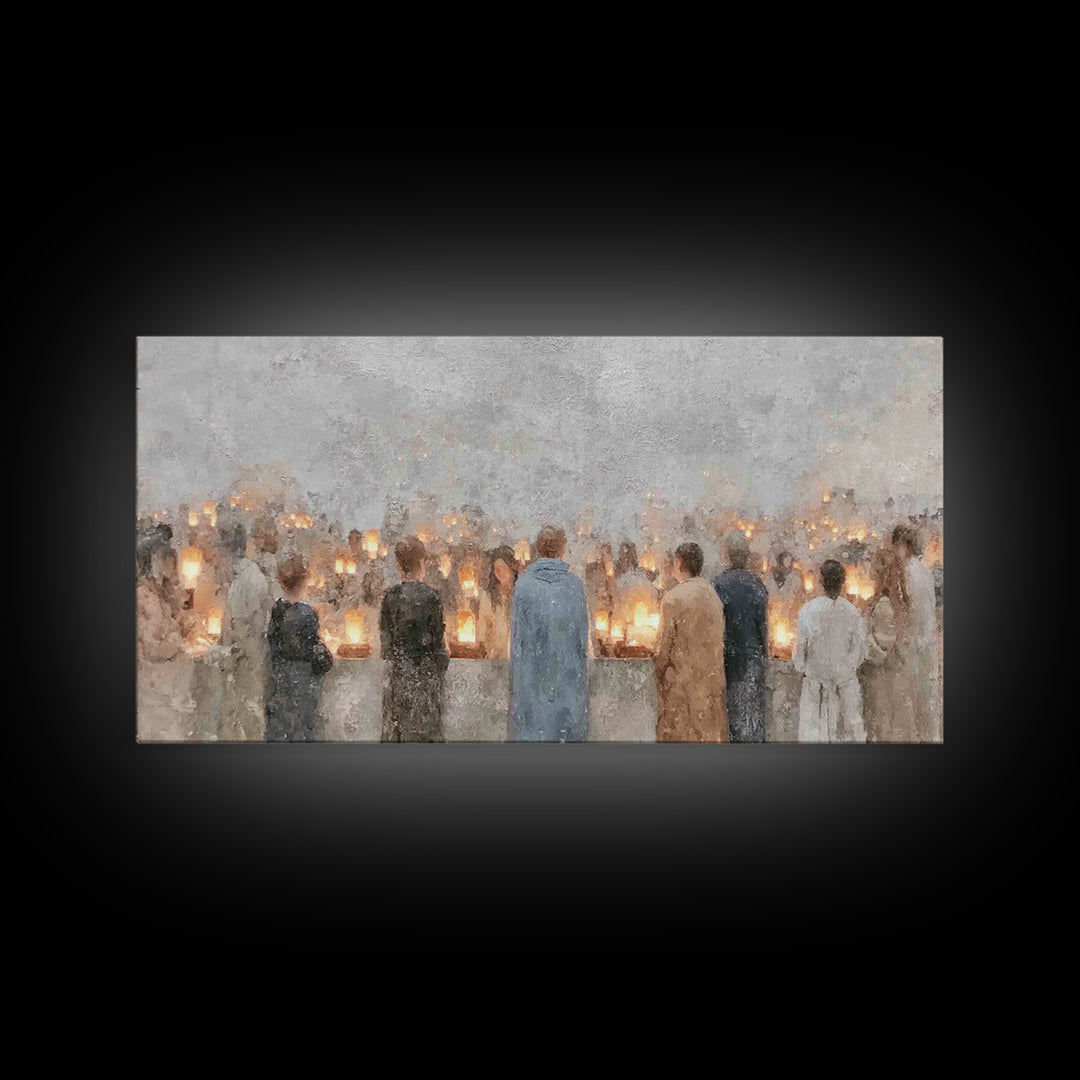 Communion Lights – Framed Canvas Print – Christian Art Canvas – Christian Art Print – Christmas Art – Christian Wall Art – Christian Gift I