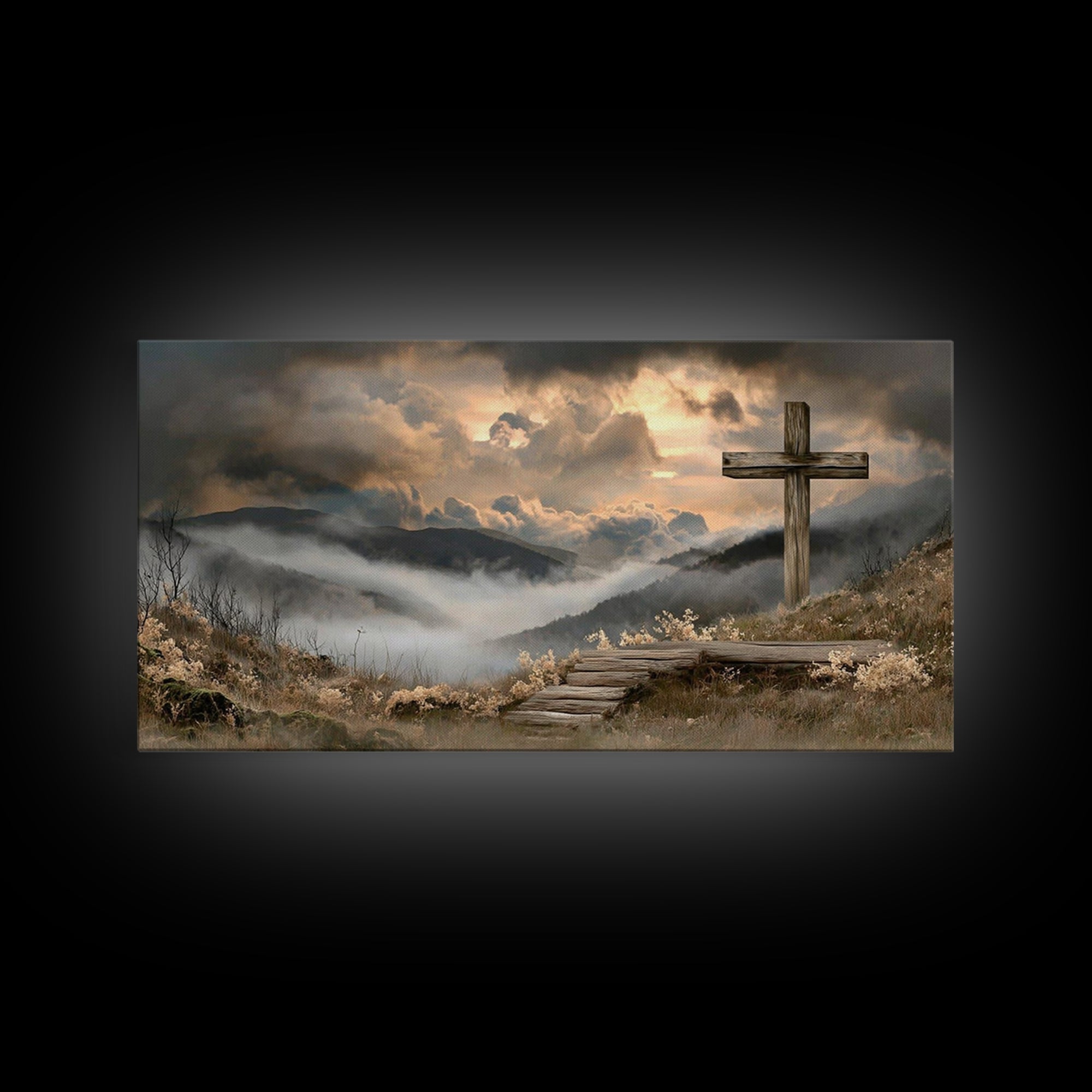 Stormlight Promise – Framed Canvas Print – Christian Art Canvas – Moody Christian Art – Christian Wall Art – Christian Painting