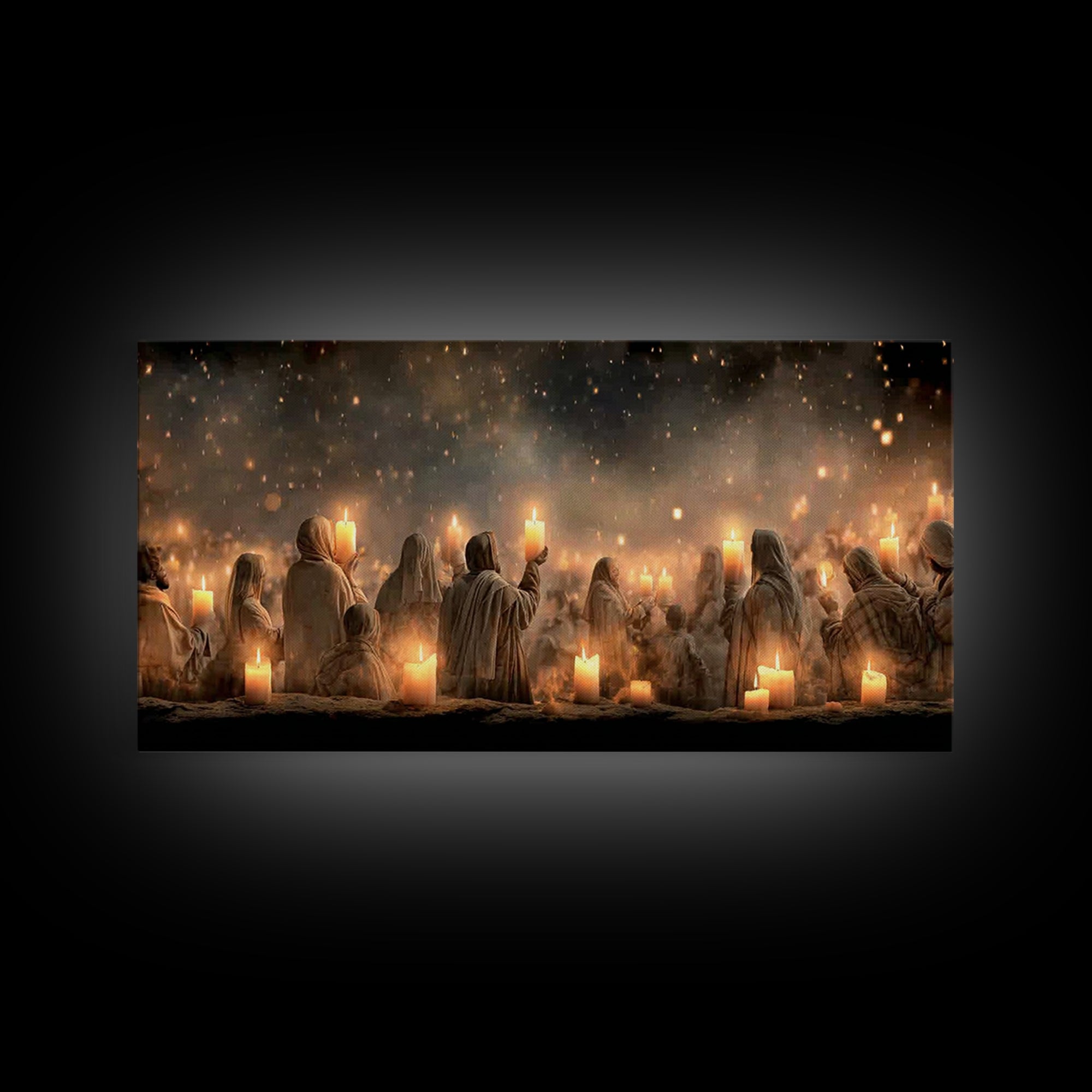Sacred Candlelight – Framed Canvas Print – Christian Art Canvas – Christian Christmas Art – Christmas Wall Art – Christian Decor – Modern C