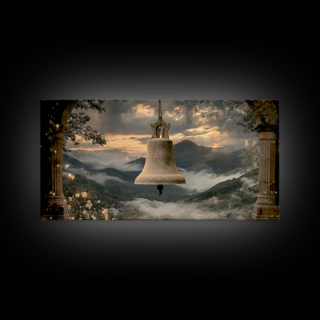 Evening Chimes – Framed Canvas Print – Vintage Christian Art – Christian Art Canvas – Christian Wall Art – Moody Christian Art