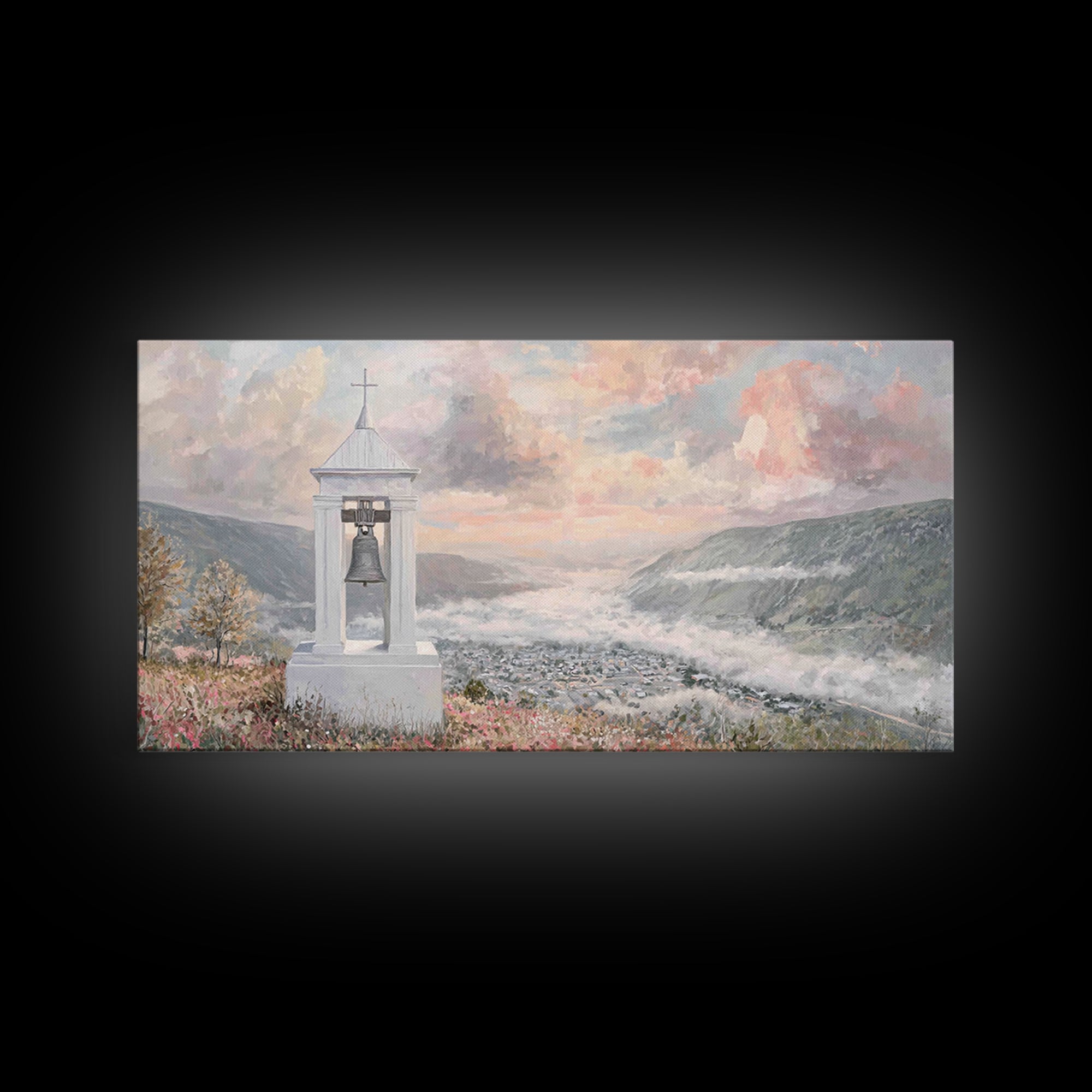 Valley Bells – Framed Canvas Print – Christian Decor – Christmas Wall Art – Christian Art Canvas – Moody Christmas Art