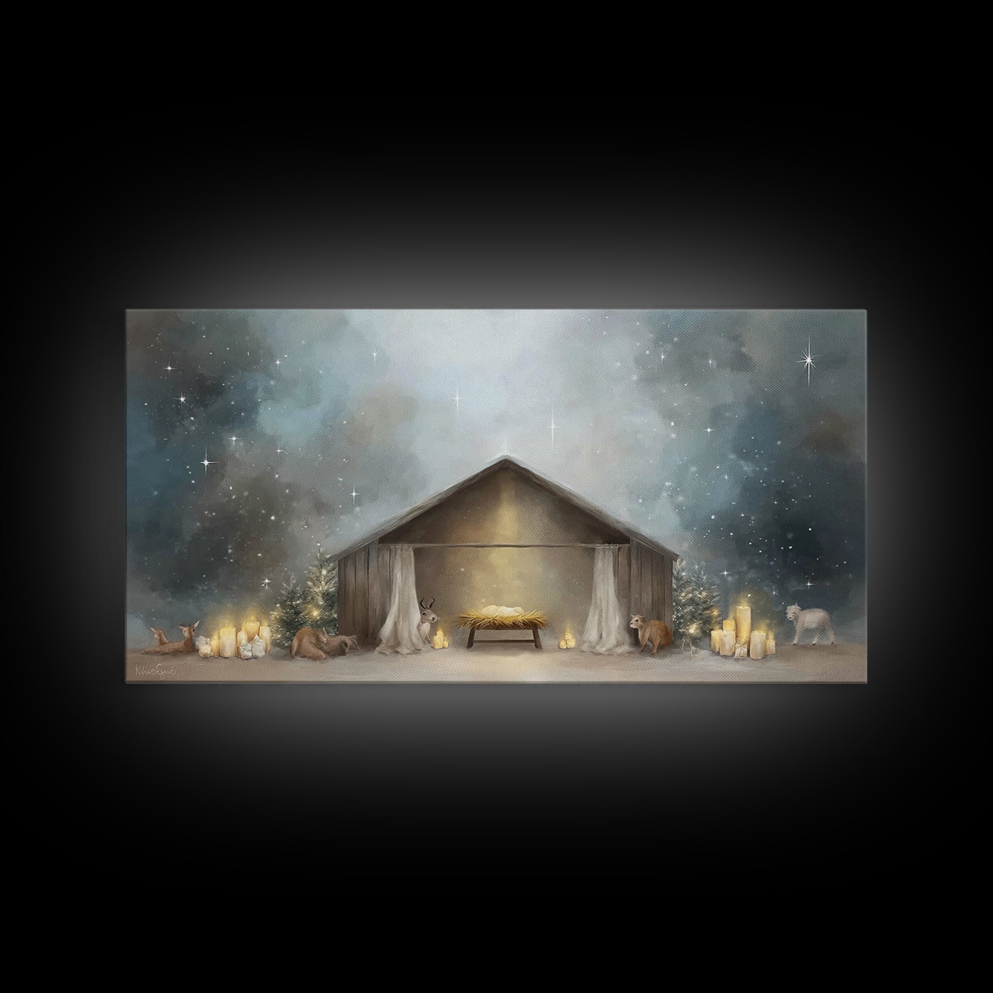 Holy Nativity – Framed Canvas Print – Christian Christmas Art – Christmas Art – Christian Wall Art – Christian Art Canvas – Christmas Decor