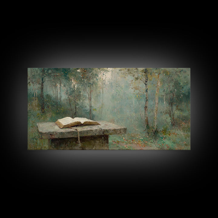 Woodland Testament - Framed Canvas Print - Christian Wall Art - Vintage Christian Art - Christian Art Canvas - Christian Painting - Christi