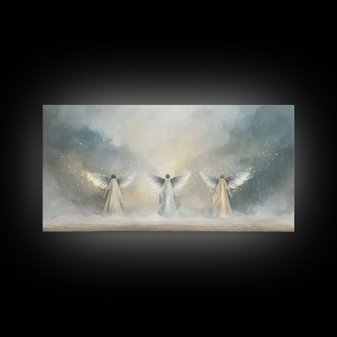 Heavenly Guardians – Framed Canvas Print – Christian Wall Art – Christian Art Canvas – Christian Painting – Christian Art Work – Subtle Chr