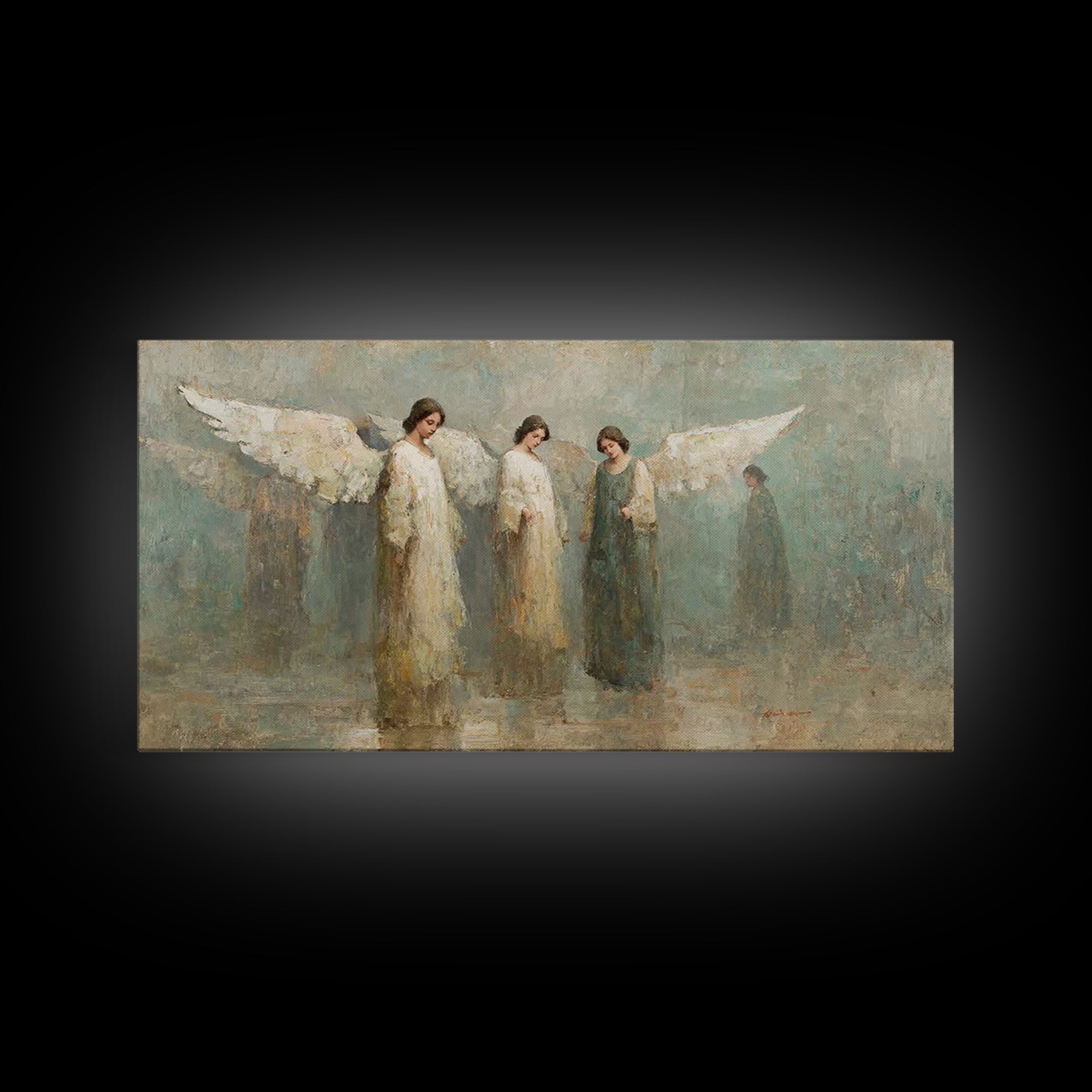Angels Of Hope – Framed Canvas Print – Christian Art – Christian Art Painting – Vintage Christian Art – Christian Wall Art – Christian Gift