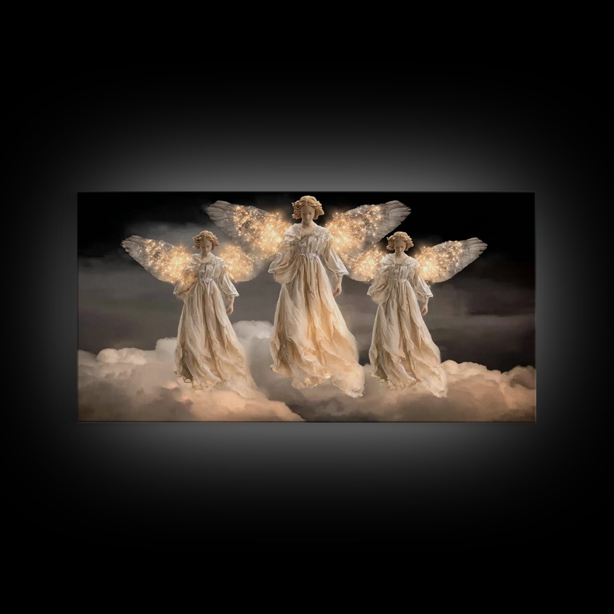 Celestial Shine – Framed Canvas Print – Christian Christmas Art – Christian Art Canvas – Christmas Art Framed – Christian Wall Art – Framed