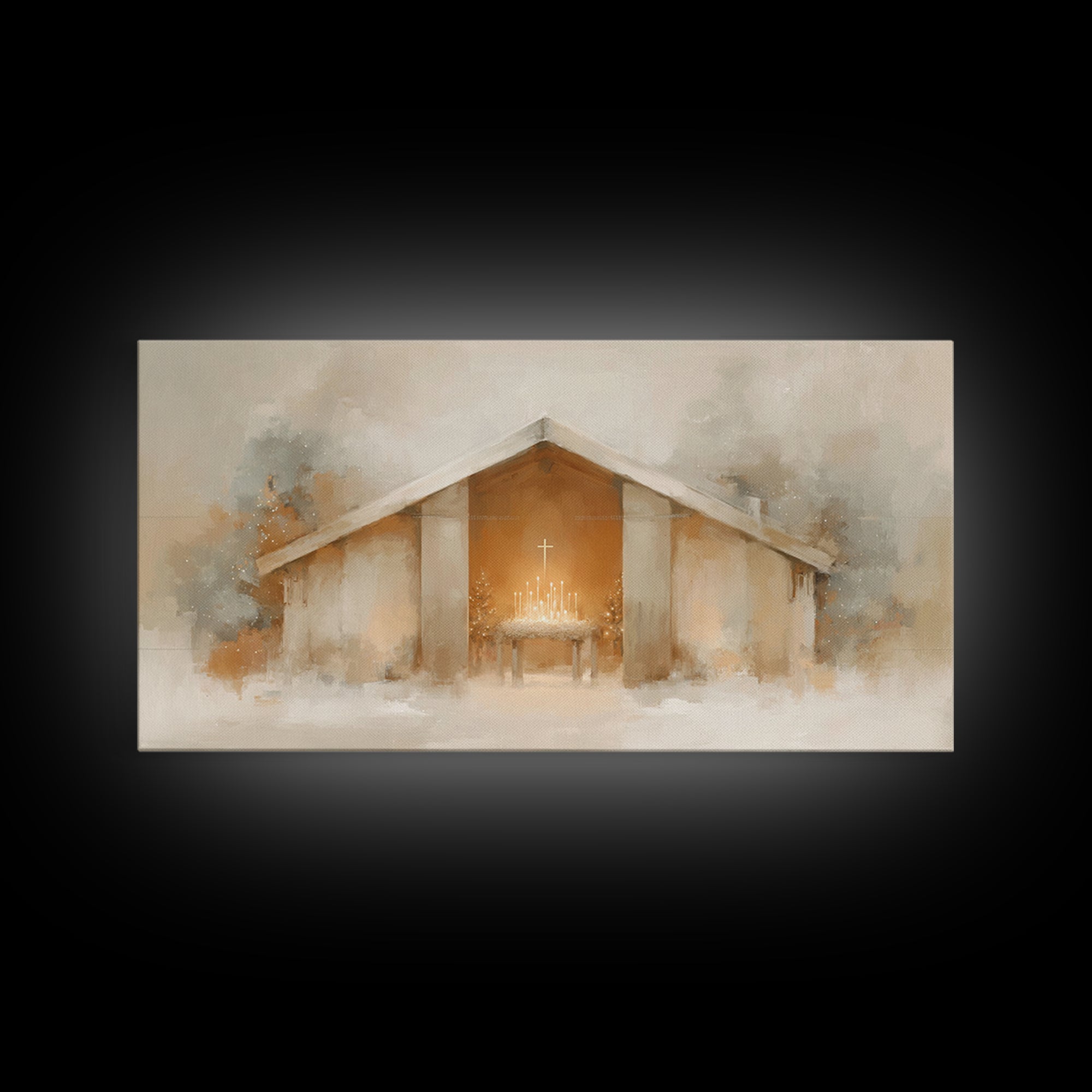 Holy Lantern Glow | Framed Canvas Print | Christian Christmas Art | Christian Wall Art | Christian Art Canvas | Christmas Art Prints | Mode
