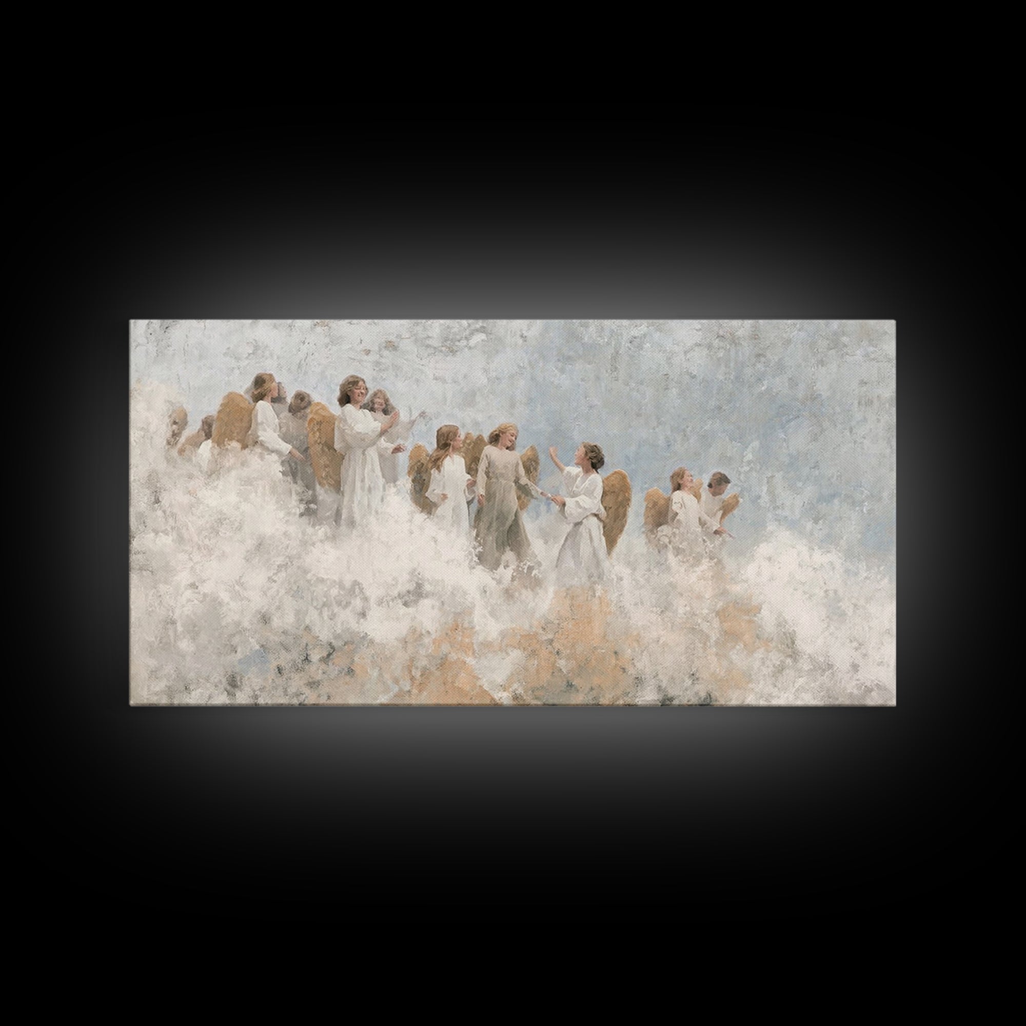 Joy Among Angels – Framed Canvas Print – Christian Christmas Art – Christian Wall Art – Christmas Art Prints – Christian Art Canvas – Chris