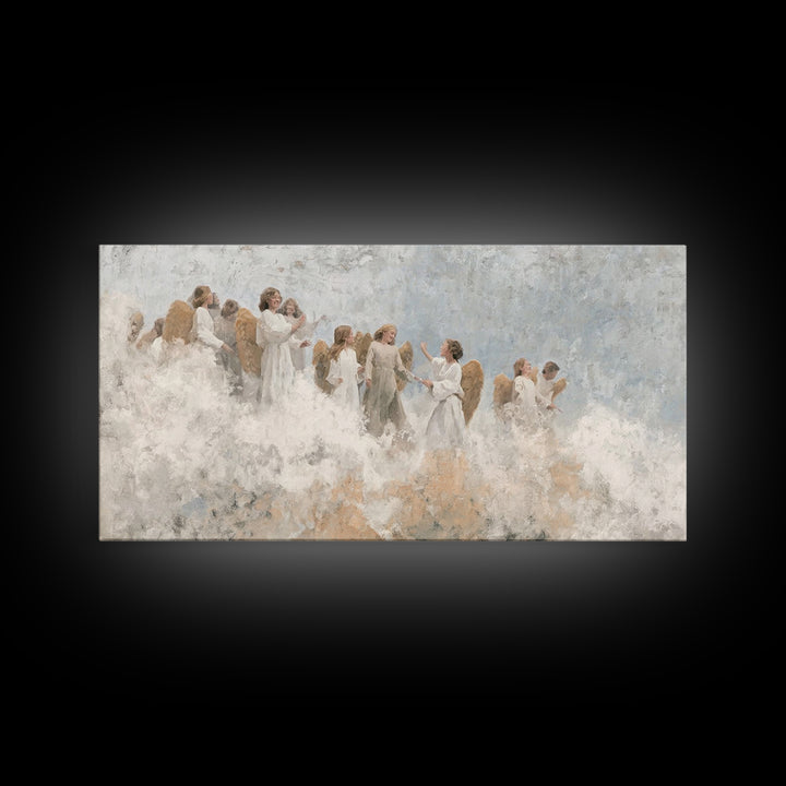 Joy Among Angels – Framed Canvas Print – Christian Christmas Art – Christian Wall Art – Christmas Art Prints – Christian Art Canvas – Chris