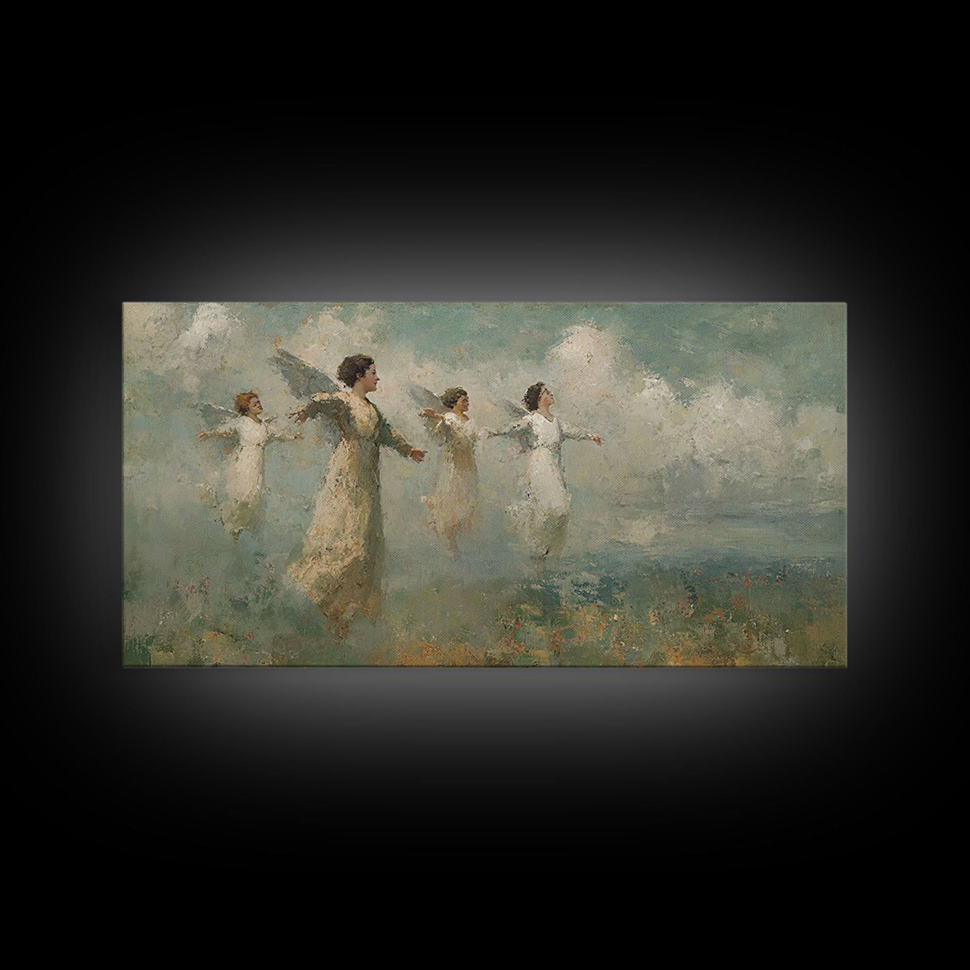 Heavenly Flight – Framed Canvas Print – Christian Paintings – Vintage Christian Art – Christian Art Canvas – Christian Wall Art – Christian