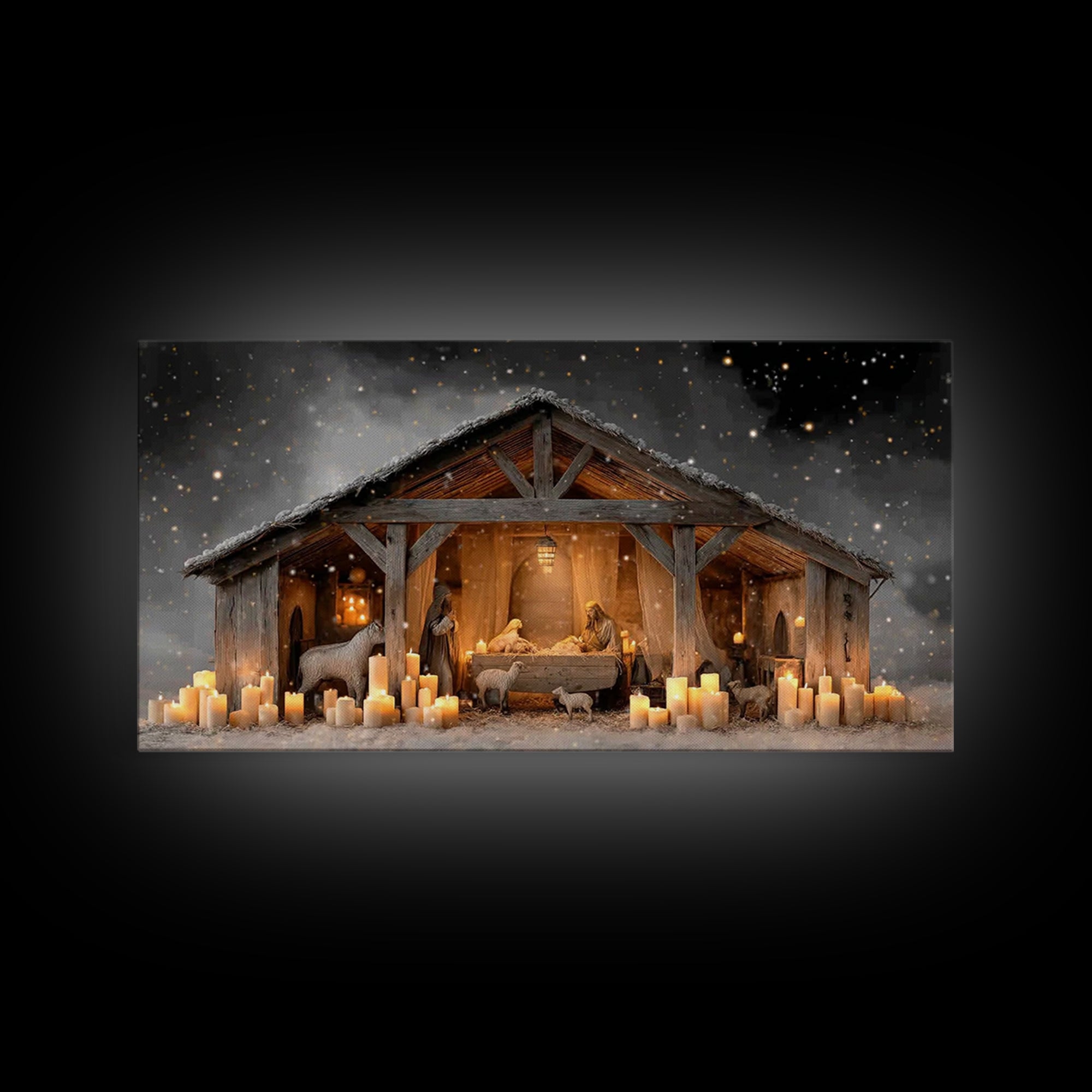 Nativity Night Peace, Framed Canvas Print, Christian Christmas Art, Christian Wall Art, Jesus Christmas Art, Christian Art Canvas, Christma