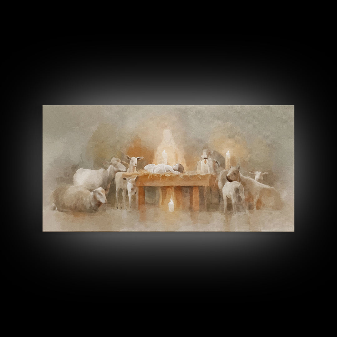 Nativity Peace | Framed Canvas Print | Christian Christmas Art | Christian Wall Art | Jesus Painting | Christian Art Canvas | Christmas Art