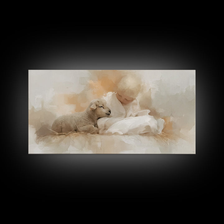 Holy Innocence – Framed Canvas Print – Christian Wall Art – Jesus Painting – Christian Christmas Art – Christian Art Canvas – Jesus