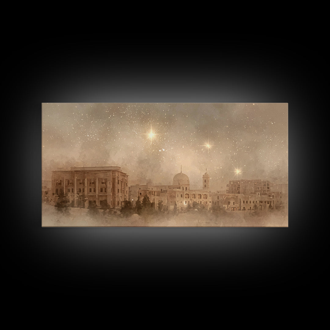 Bethlehem Radiance – Framed Canvas Print – Christmas Wall Art – Christian Art Canvas – Christian Christmas Art – Christian Painting – Chris