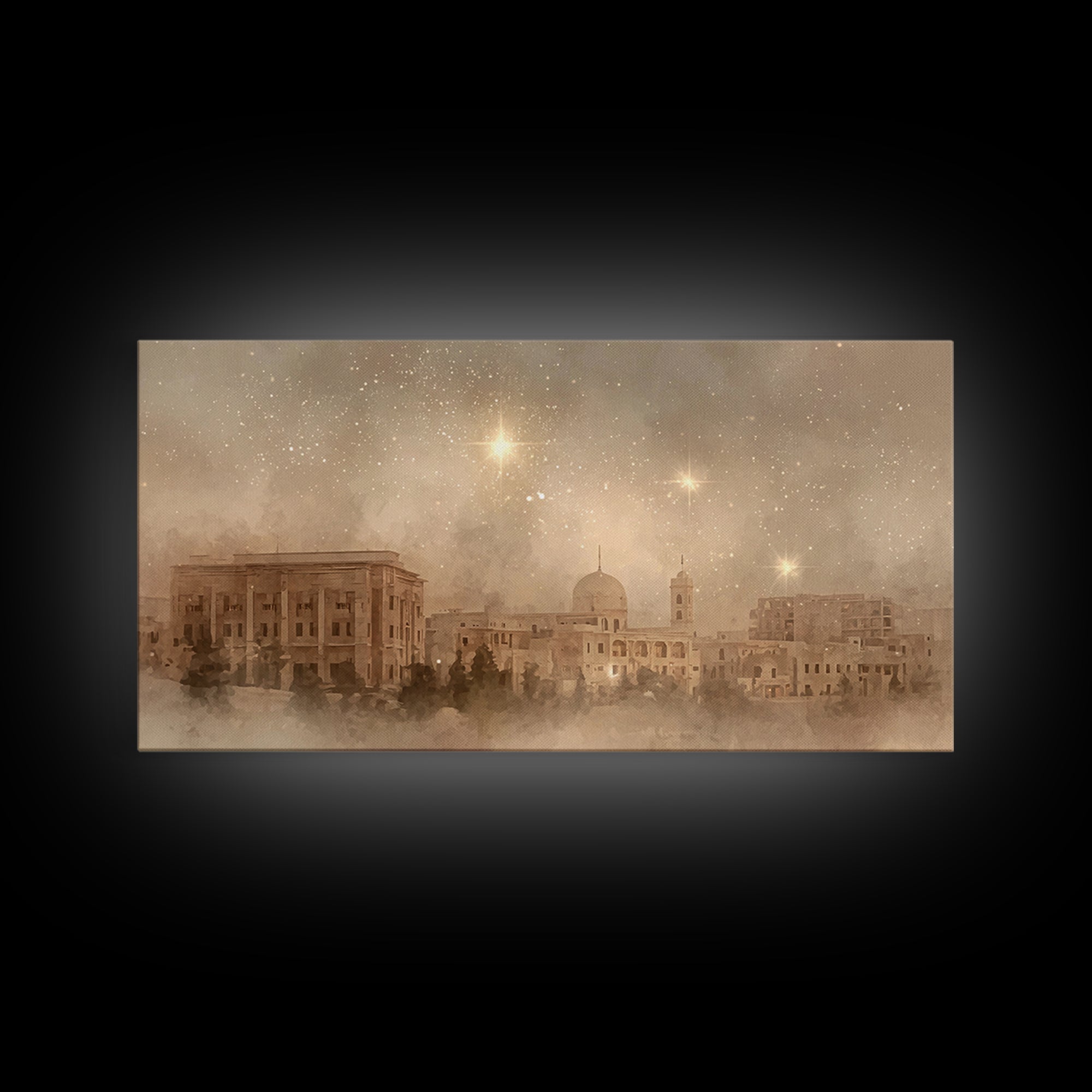 Bethlehem Radiance – Framed Canvas Print – Christmas Wall Art – Christian Art Canvas – Christian Christmas Art – Christian Painting – Chris
