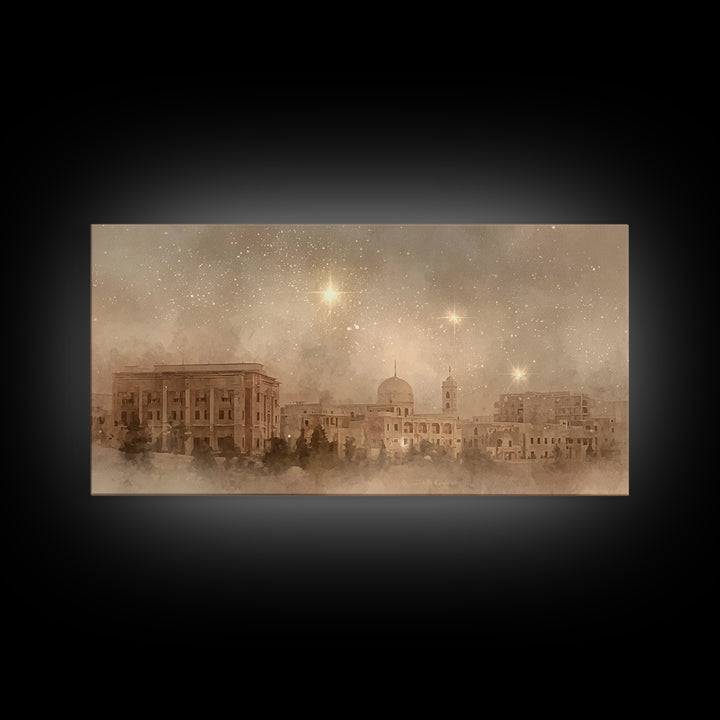Bethlehem Radiance – Framed Canvas Print – Christmas Wall Art – Christian Art Canvas – Christian Christmas Art – Christian Painting – Chris