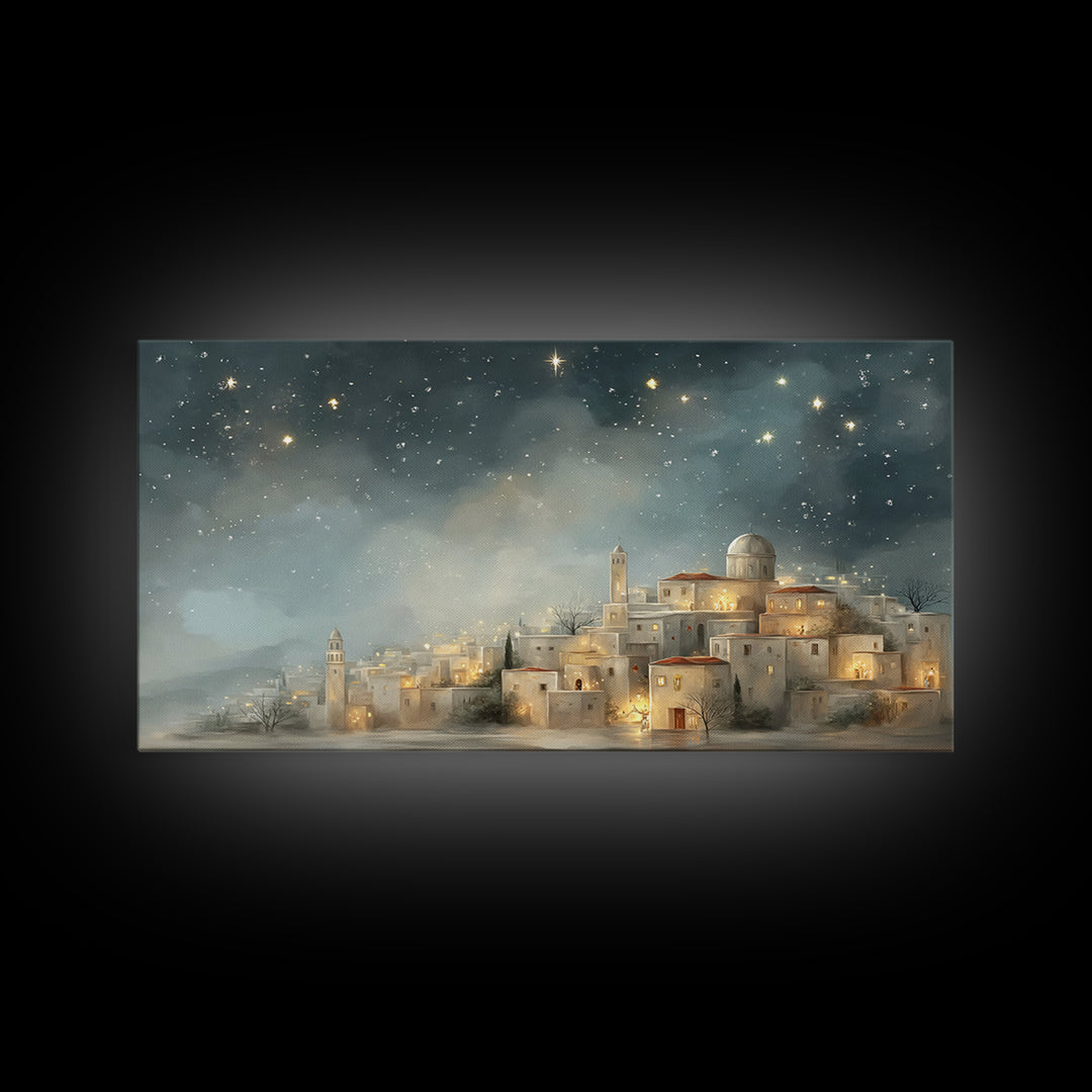 City of Light – Framed Canvas Print – Christian Wall Art – Christian Art Canvas – Christmas Art Work – Christian Christmas Decor – Christia