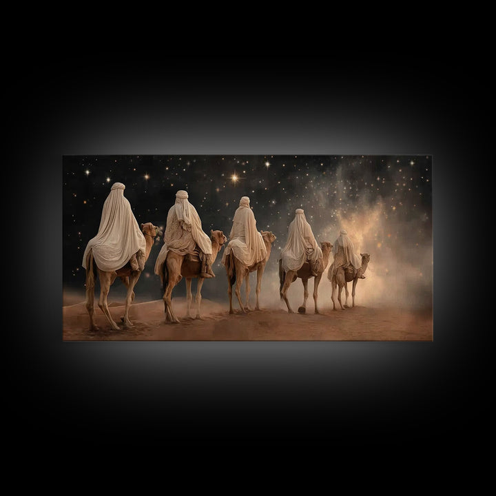 Journey of the Magi – Framed Canvas Print – Christian Christmas Art – Christian Art Canvas – Christmas Art Work – Christian Wall Art – Folk