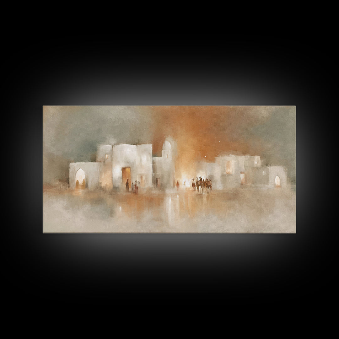Bethlehem Arrival | Framed Canvas Print | Christmas Wall Art | Christian Christmas Art | Christian Art Canvas | Modern Christian Art | Chri