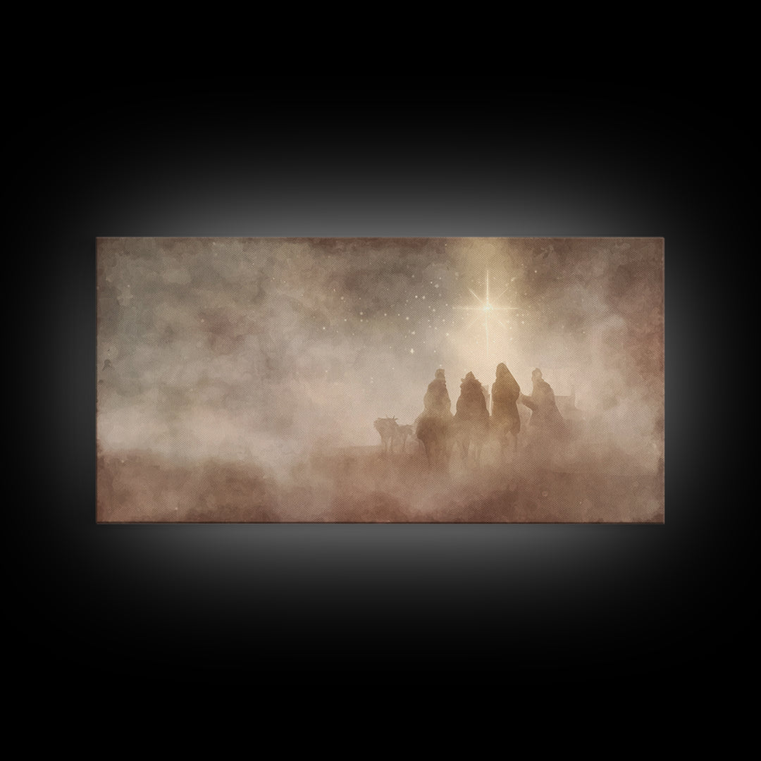 Holy Night Wonder – Framed Canvas Print – Christian Art Canvas – Christmas Wall Art – Christian Christmas Art – Christian Art Print – Moder