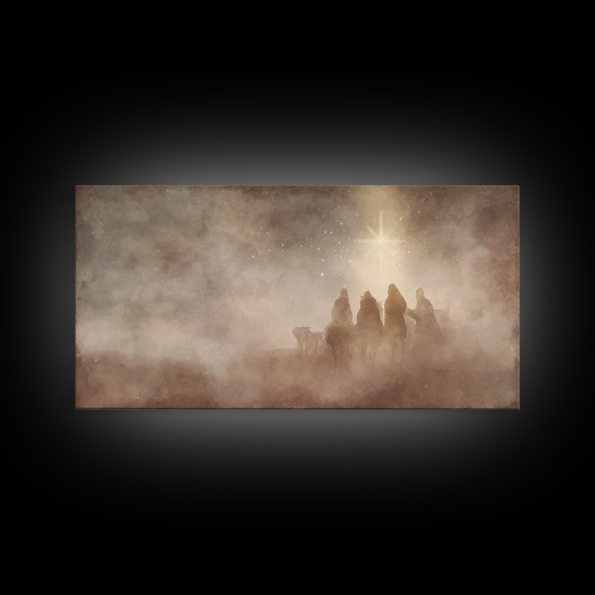 Holy Night Wonder – Framed Canvas Print – Christian Art Canvas – Christmas Wall Art – Christian Christmas Art – Christian Art Print – Moder