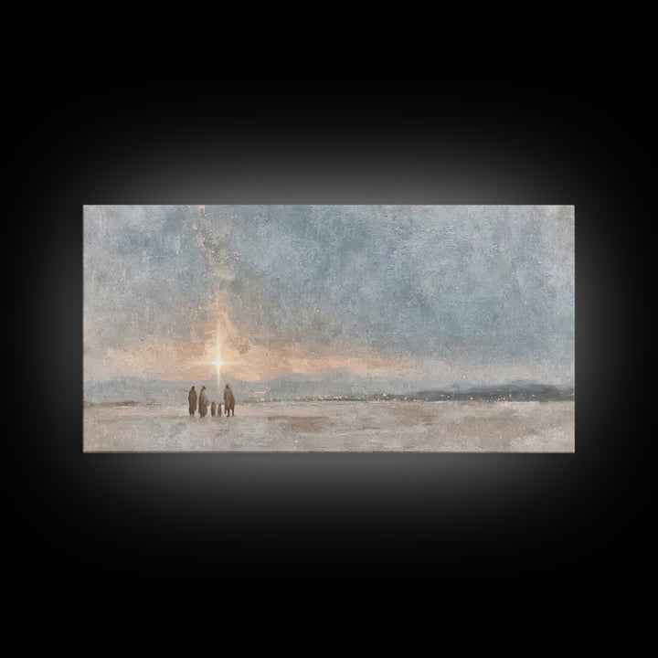 Starlit Pilgrimage | Framed Canvas Print | Christmas Art Prints | Christian Wall Art | Christian Art Canvas | Moody Christmas Art | Christi