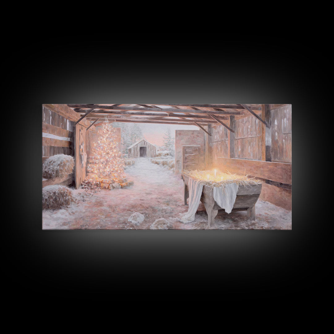 Manger Dawn Promise, Framed Canvas Print, Christian Christmas Art, Christian Art Canvas, Christmas Wall Art, Christian Wall Art, Christmas