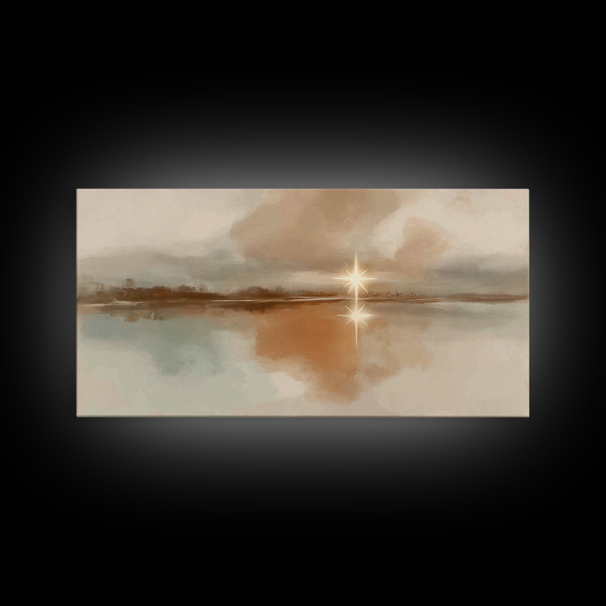 Star Over Stillness – Framed Canvas Print – Christian Art Canvas – Christian Wall Art – Minimalist Christian Art – Christmas Art – Christia