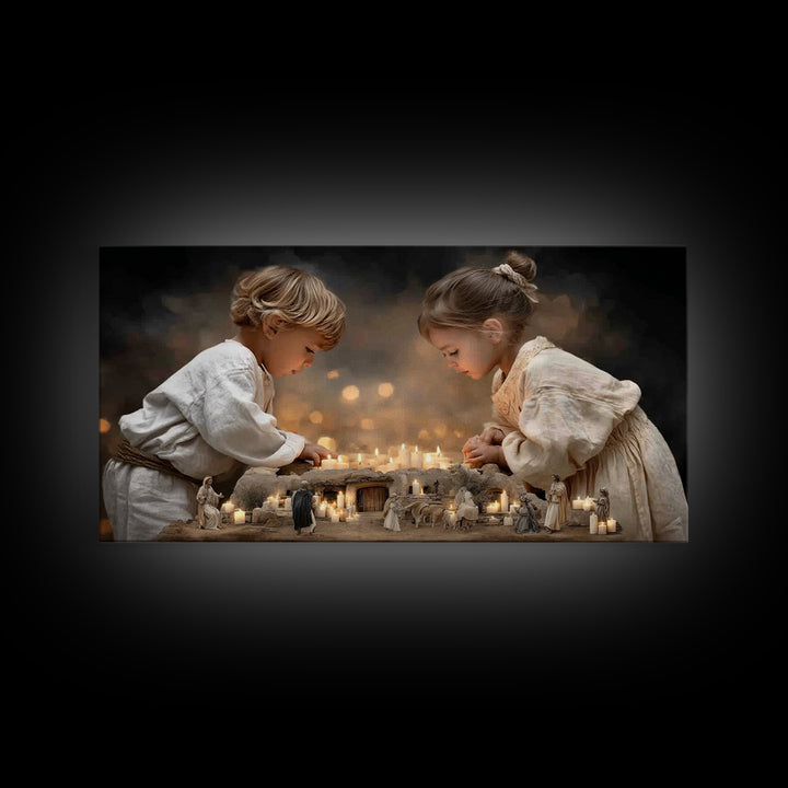 Little Lights Of Hope – Framed Canvas Print – Christian Christmas Art – Christian Wall Art – Christian Art Canvas – Christmas Art Prints –