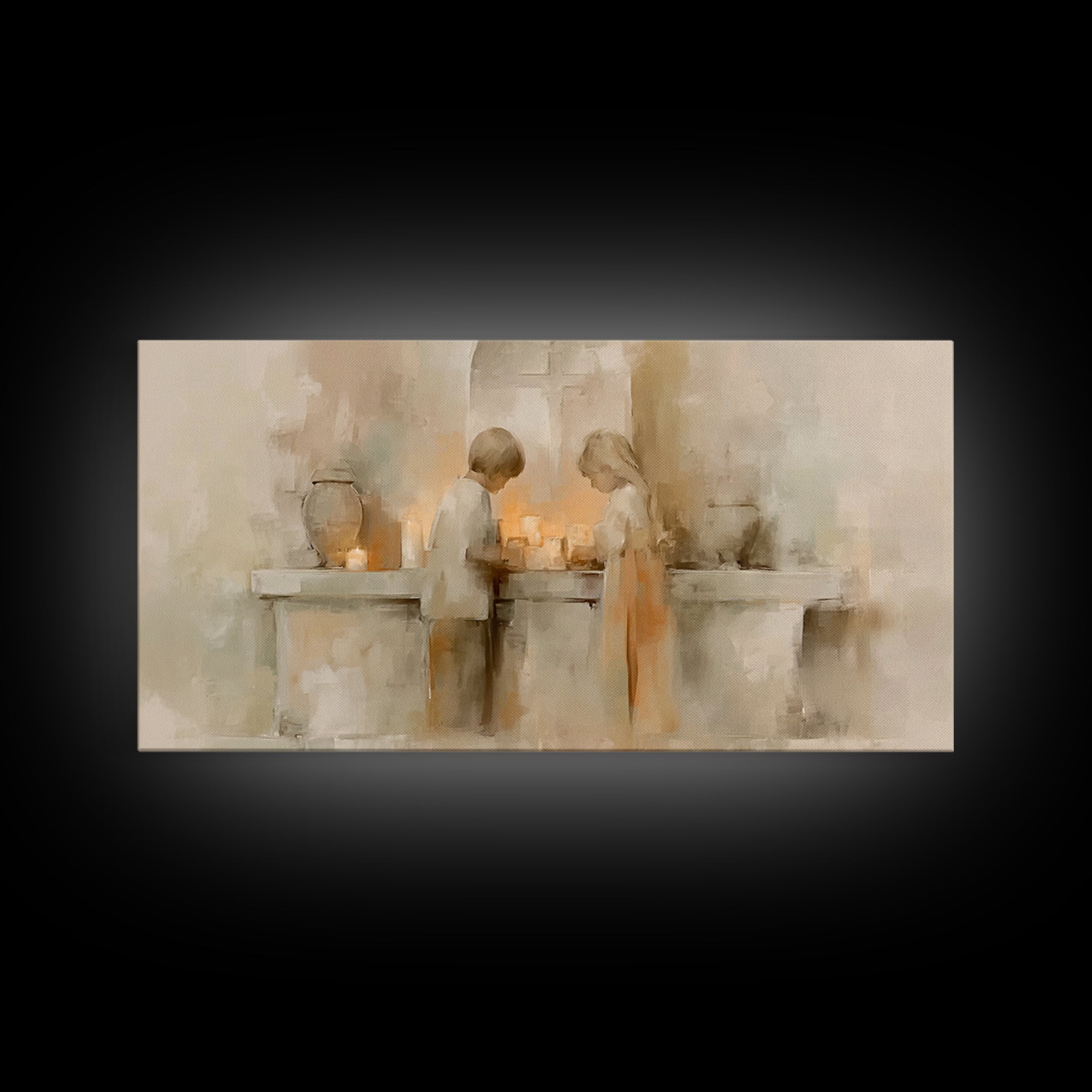 Sanctuary Glow – Framed Canvas Print – Christian Wall Art – Christian Art Print – Minimalist Christian Art – Christian Art Canvas – Subtle