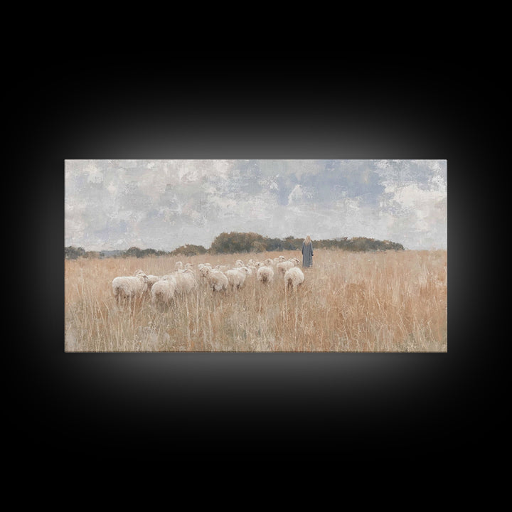 Shepherd’s Calling – Framed Canvas Print – Christian Art Work – Christian Wall Art – Large Christian Painting – Christian Art Canvas – Chri