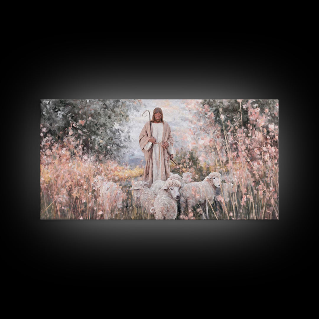 Pastel Shepherd Light – Framed Canvas Print – Christian Art Canvas – Modern Christian Art – Christian Wall Art – Christian Art Print – Chri