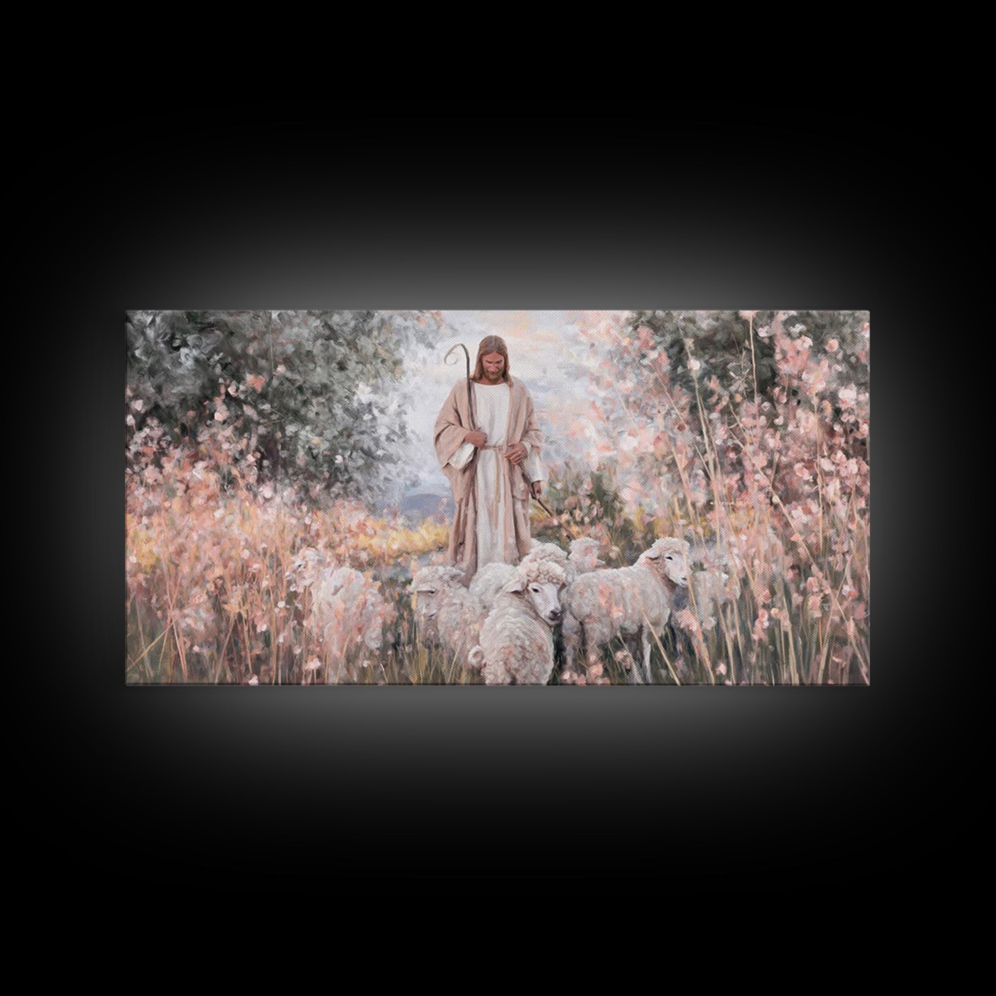 Pastel Shepherd Light – Framed Canvas Print – Christian Art Canvas – Modern Christian Art – Christian Wall Art – Christian Art Print – Chri