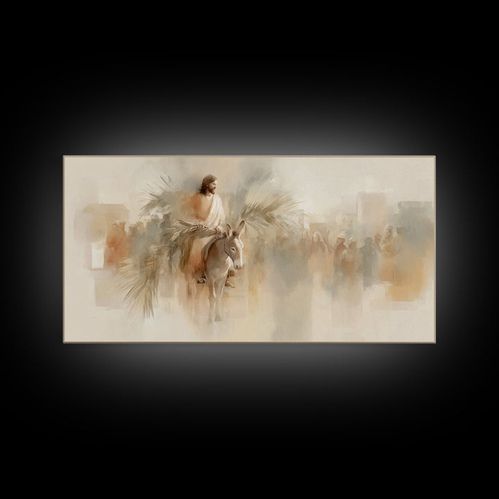 Palm Road Glory, Framed Canvas Print, Christian Wall Art, Jesus Painting, Christian Art Canvas, Christmas Art, Christian Gift Ideas