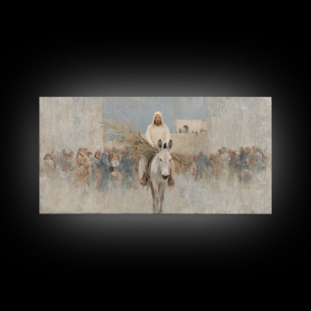 Humble Entry Light - Framed Canvas Print - Christian Art Canvas - Jesus Painting - Christian Wall Art - Christmas Art - Christian Decor