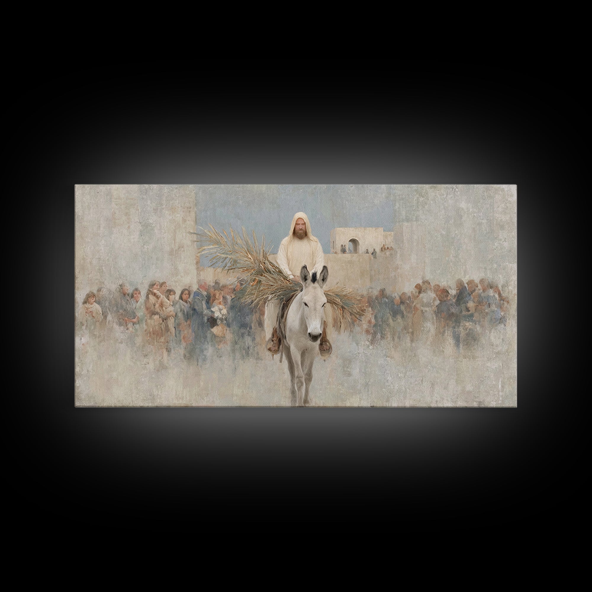 Humble Entry Light - Framed Canvas Print - Christian Art Canvas - Jesus Painting - Christian Wall Art - Christmas Art - Christian Decor