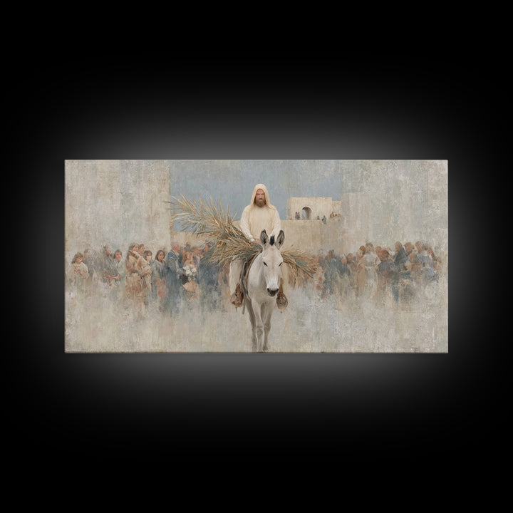 Humble Entry Light - Framed Canvas Print - Christian Art Canvas - Jesus Painting - Christian Wall Art - Christmas Art - Christian Decor
