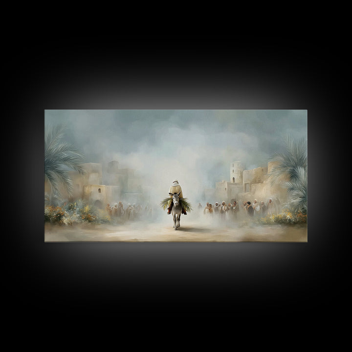 City Gate Arrival | Framed Canvas Print | Christian Art Canvas | Jesus Painting | Christian Wall Art | Christian Gift Ideas | Christmas Art