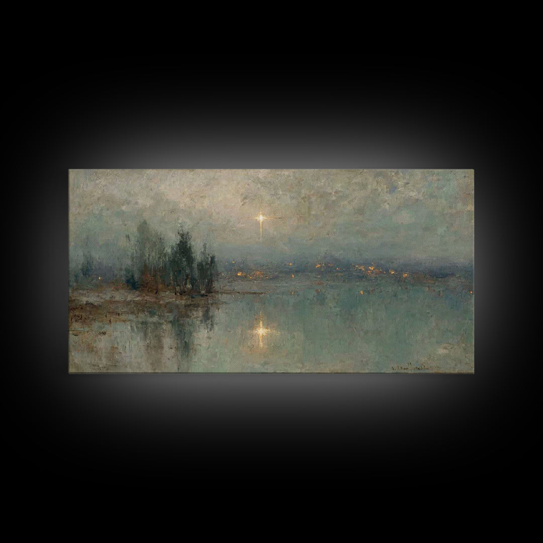 Midwinter Star Watch – Framed Canvas Print – Christmas Art – Christian Art Canvas – Christian Wall Art – Christian Christmas Art – Vintage