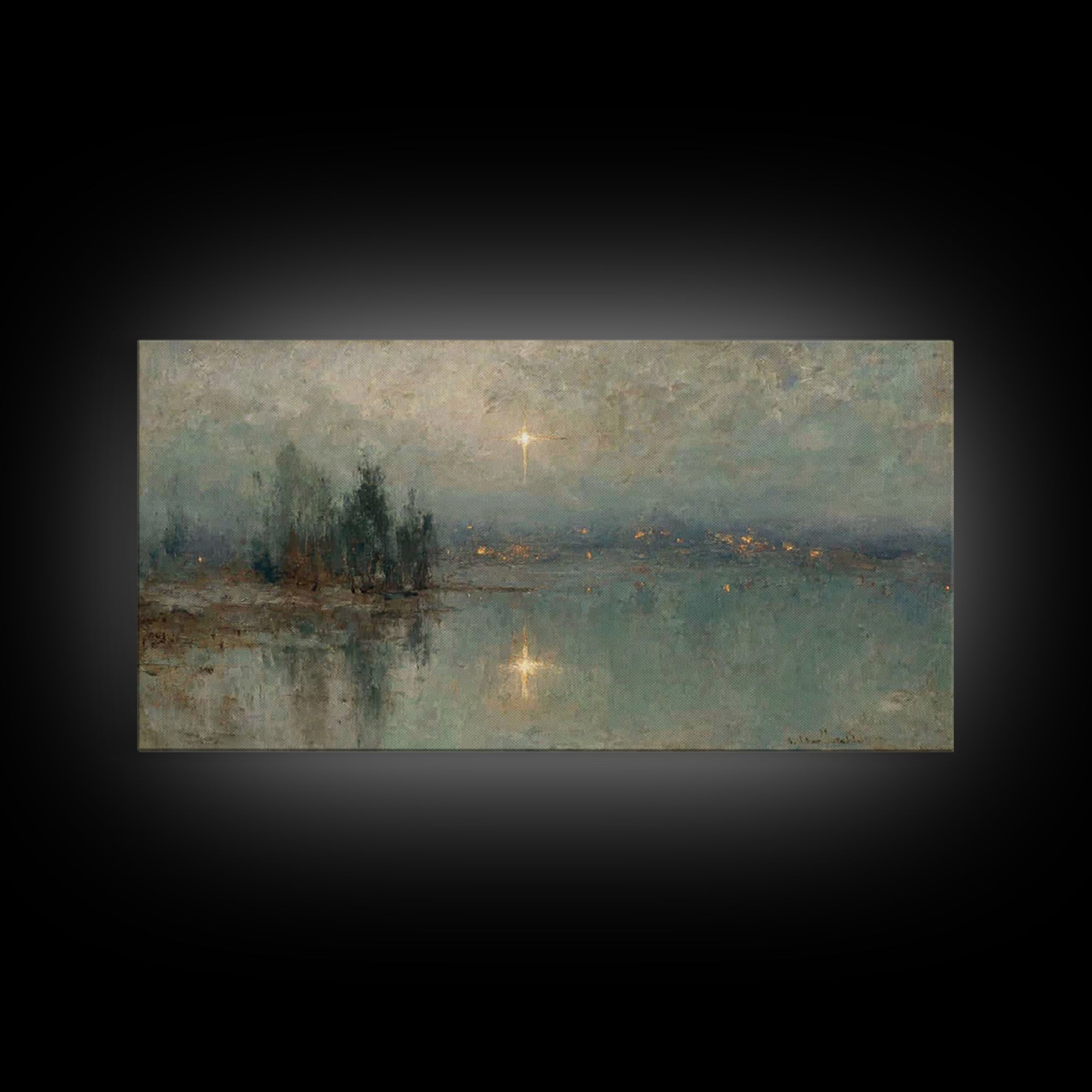 Midwinter Star Watch – Framed Canvas Print – Christmas Art – Christian Art Canvas – Christian Wall Art – Christian Christmas Art – Vintage