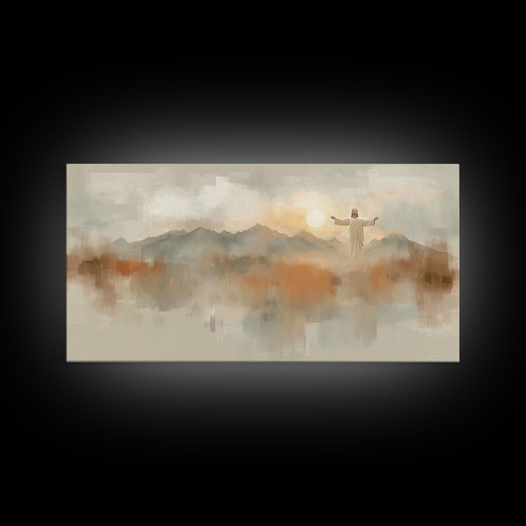 Hills Of Blessing, Framed Canvas Print, Christian Art Canvas, Christian Wall Art, Modern Christian Painting, Jesus Painting, Christian Gift