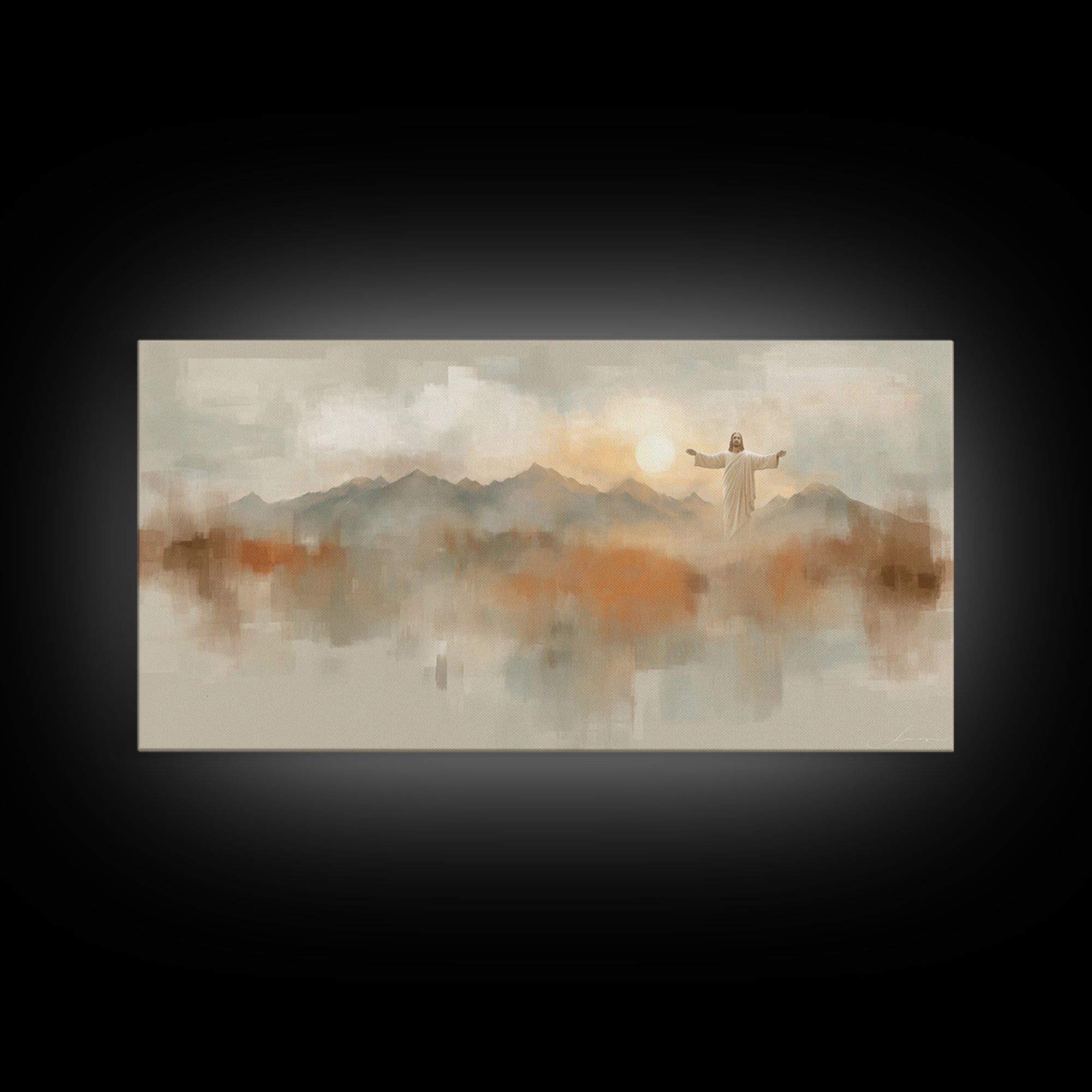 Hills Of Blessing, Framed Canvas Print, Christian Art Canvas, Christian Wall Art, Modern Christian Painting, Jesus Painting, Christian Gift